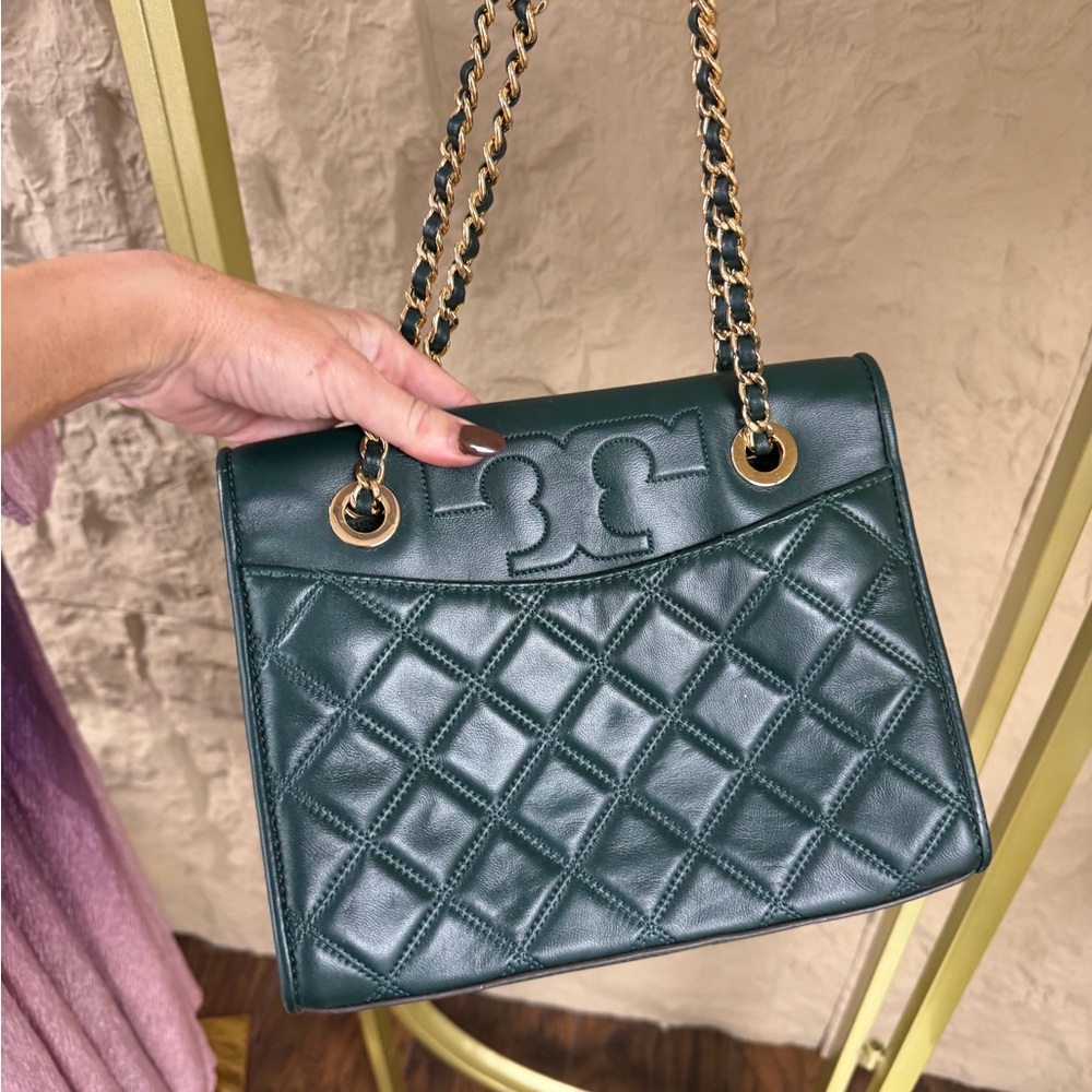 Tory Burch Teal Quilted Shoulder Bag with Chain Strap - Picture 6 of 9